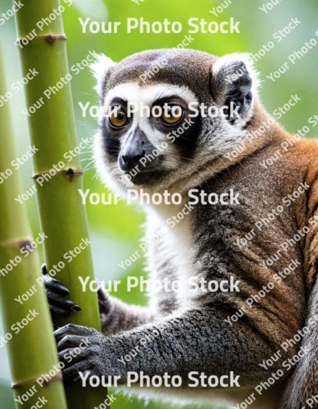 Stock Photo of Lemur animal in bamboo