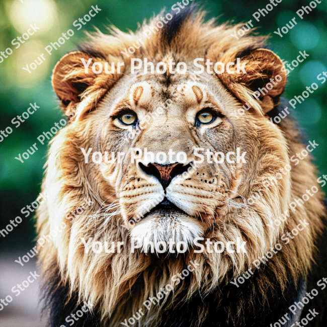 Stock Photo of Lion in the jungle focus looking the camera nature