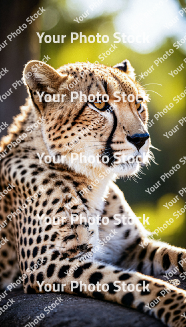 Stock Photo of Cheetah relax in rock africa