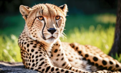 Stock Photo of Cheetah relax in rock africa looking the camera
