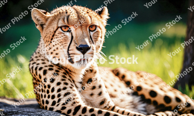 Stock Photo of Cheetah relax in rock africa looking the camera