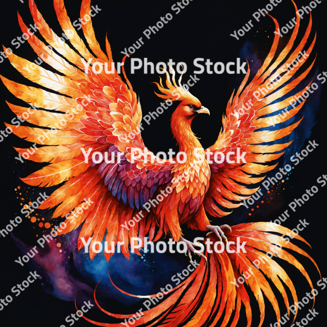 Stock Photo of Fenix bird illustration with wings feathers