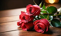 Stock Photo of bouquet of roses flower red orange romantic