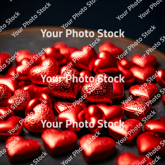 Stock Photo of Metal hearths small fabric object romantic valentine day love