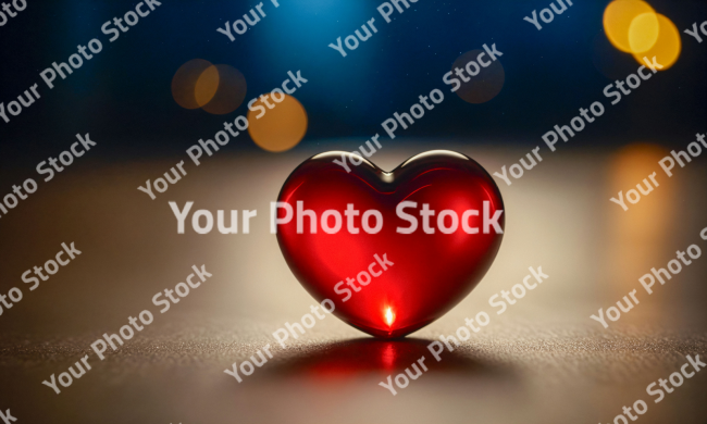 Stock Photo of Small heart red with defocus background on wooden table romantic valentine day love