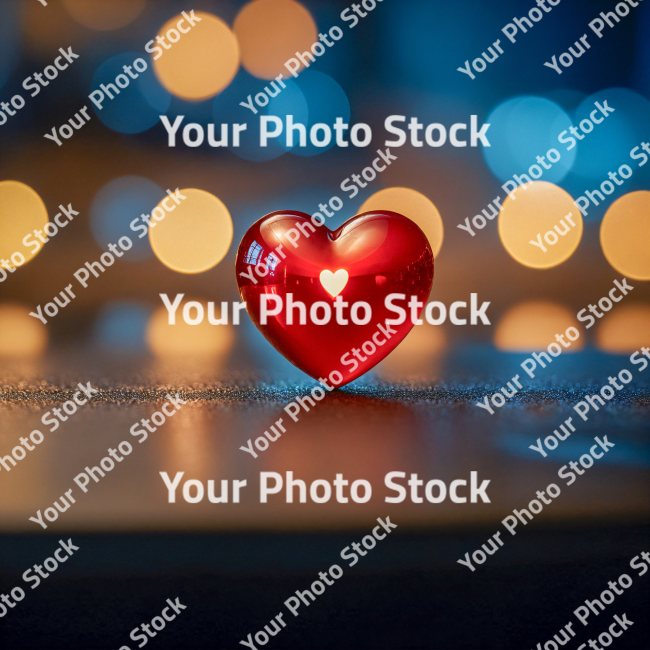 Stock Photo of Small heart red with defocus background on wooden table romantic valentine day love