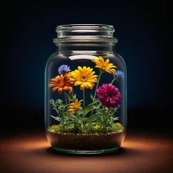 Stock Photo of Flowers in a jar nature garden inside
