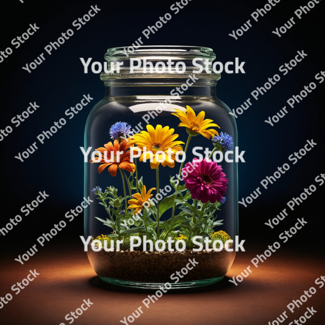 Stock Photo of Flowers in a jar nature garden inside