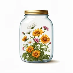 Stock Photo of Flower inside jar decoration illustration nature garden