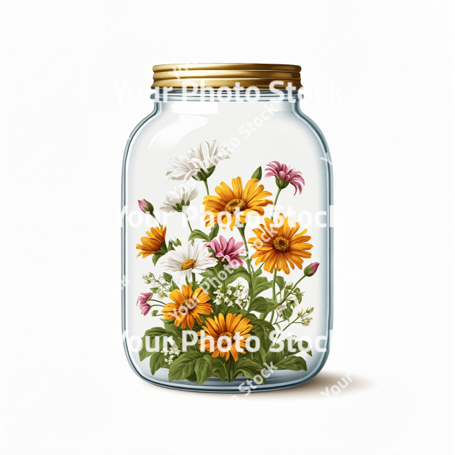 Stock Photo of Flower inside jar decoration illustration nature garden