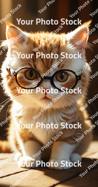 Stock Photo of Cute cat looking the camera relax in the floor