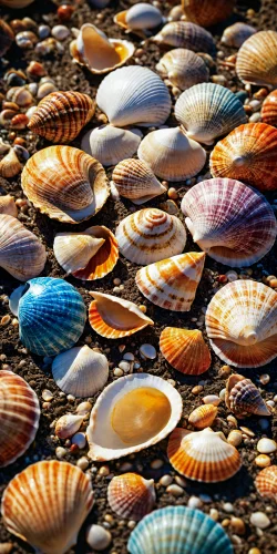 Shells in the ground design detailed sea life macro