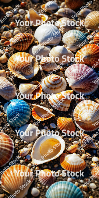 Stock Photo of Shells in the ground design detailed sea life macro