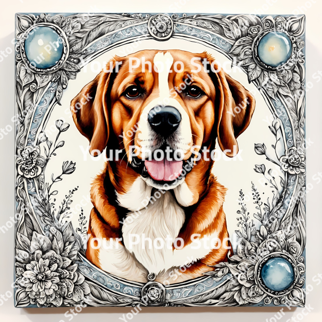 Stock Photo of Dog illustration draw decoration frame