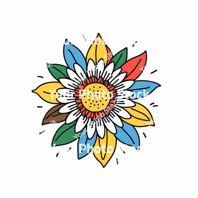 Stock Photo of Flower doodle draw illustration icon symbol line art sticker