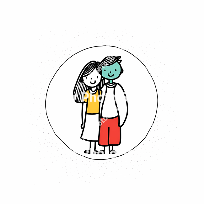 Stock Photo of Couple love doodle draw illustration icon symbol line art sticker