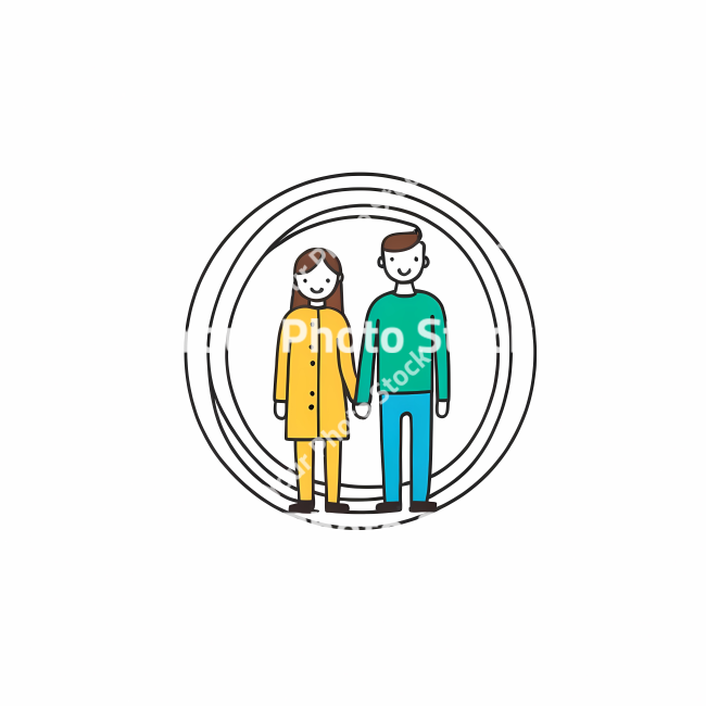 Stock Photo of Couple love doodle draw illustration icon symbol line art sticker