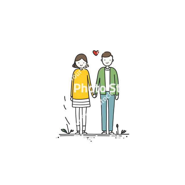 Stock Photo of Couple love doodle draw illustration icon symbol line art sticker