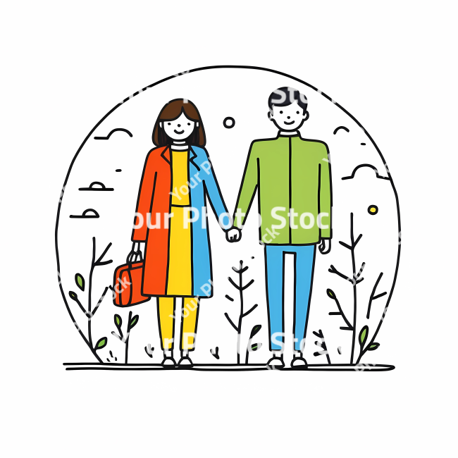 Stock Photo of Couple love doodle draw illustration icon symbol line art sticker