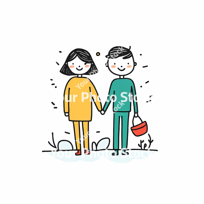 Stock Photo of Couple love doodle draw illustration icon symbol line art sticker