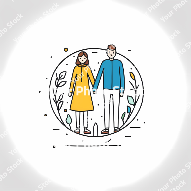 Stock Photo of Couple love doodle draw illustration icon symbol line art sticker