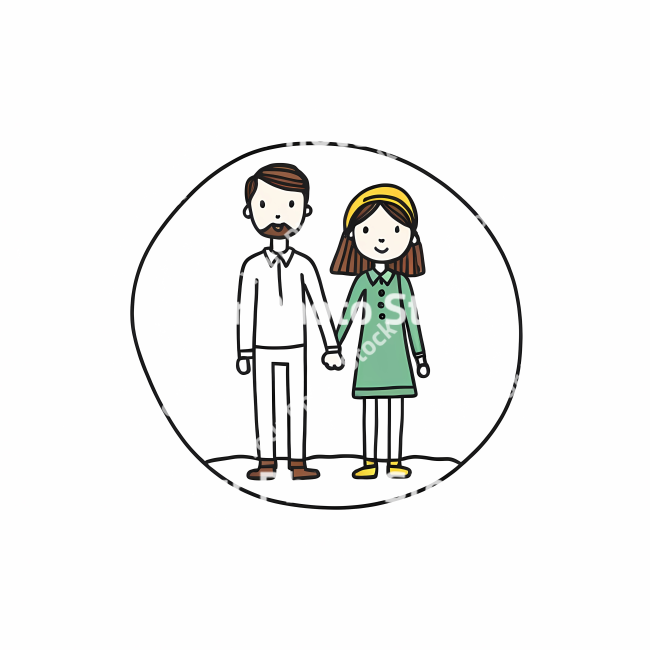 Stock Photo of Couple love doodle draw illustration icon symbol line art sticker