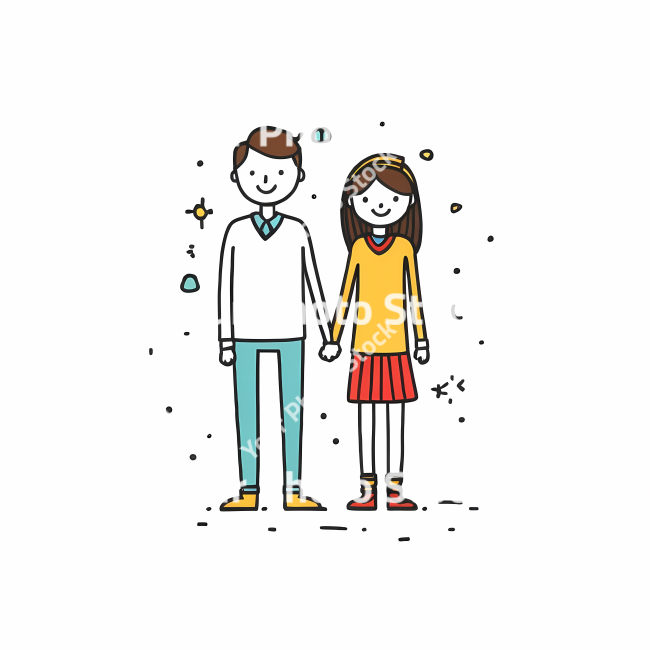 Stock Photo of Couple love doodle draw illustration icon symbol line art sticker