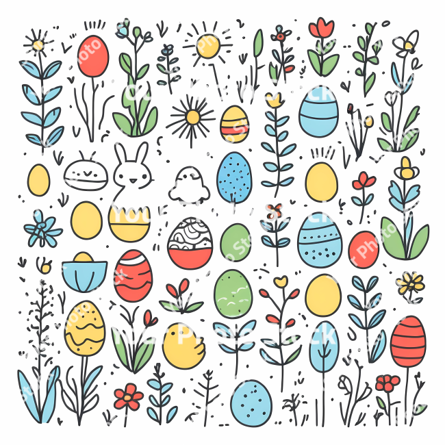 Stock Photo of Easter egg rabbit bunny doodle draw illustration icon symbol line art sticker