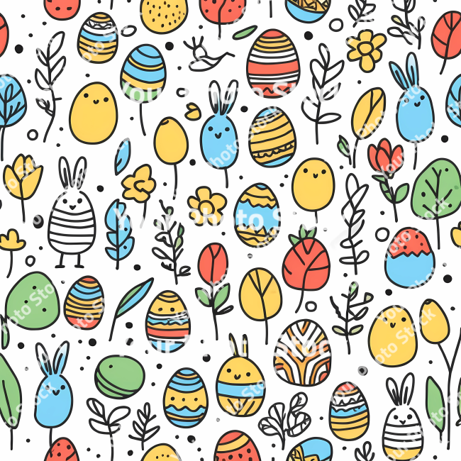 Stock Photo of Easter egg rabbit bunny doodle draw illustration icon symbol line art sticker