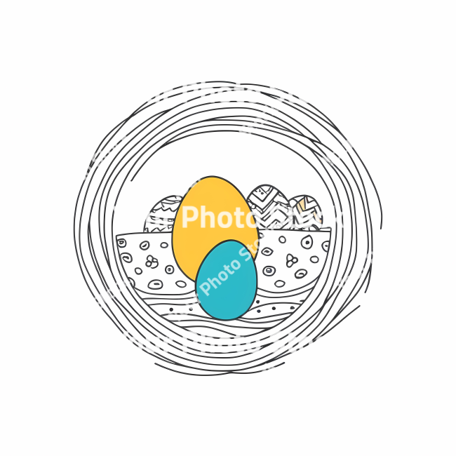 Stock Photo of Easter egg rabbit bunny doodle draw illustration icon symbol line art sticker