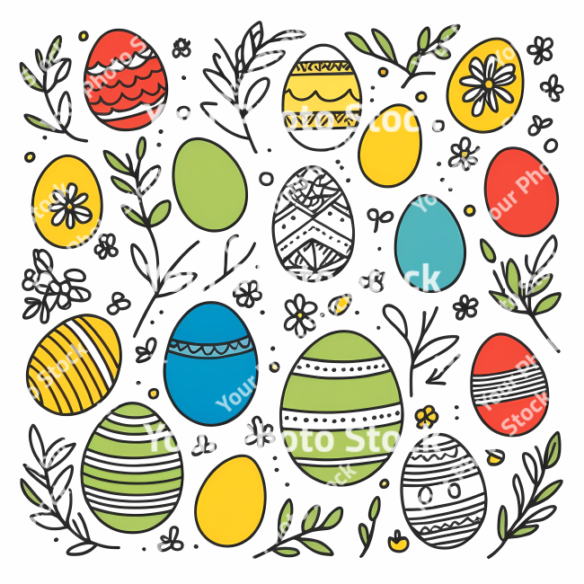 Stock Photo of Easter egg rabbit bunny doodle draw illustration icon symbol line art sticker