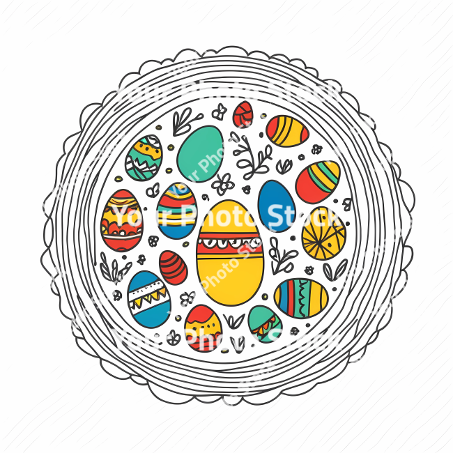 Stock Photo of Easter egg rabbit bunny doodle draw illustration icon symbol line art sticker