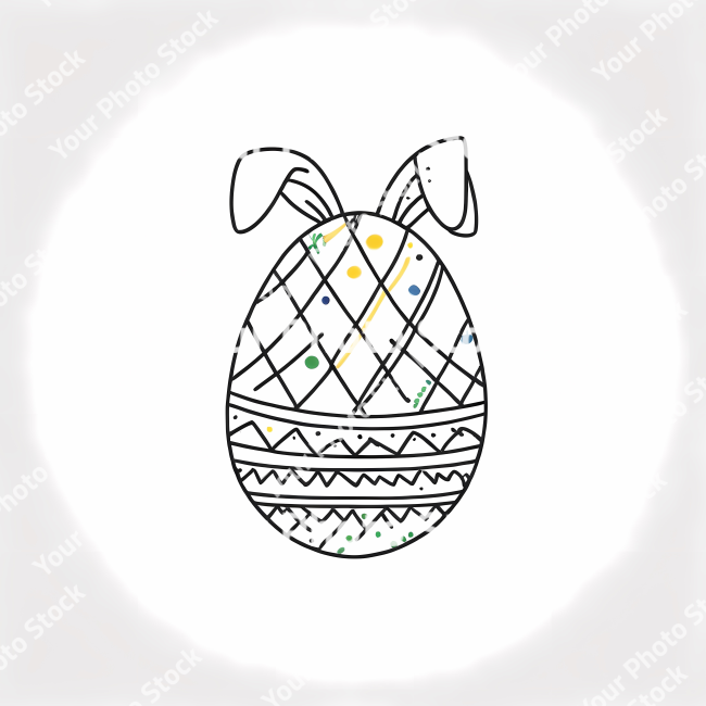 Stock Photo of Easter egg rabbit bunny doodle draw illustration icon symbol line art sticker