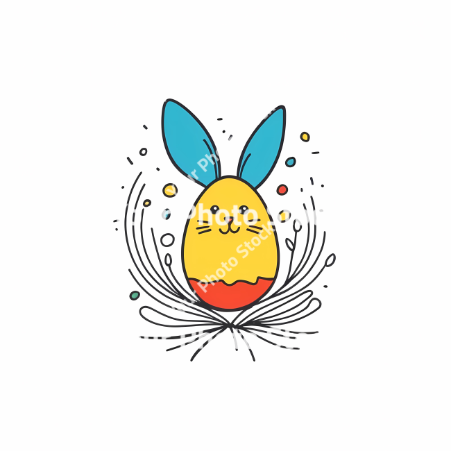 Stock Photo of Easter egg rabbit bunny doodle draw illustration icon symbol line art sticker