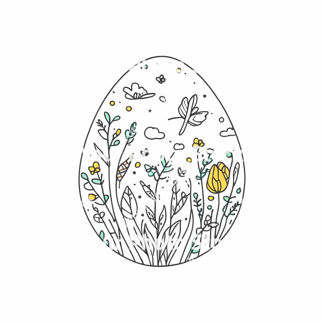 Stock Photo of Easter egg rabbit bunny doodle draw illustration icon symbol line art sticker