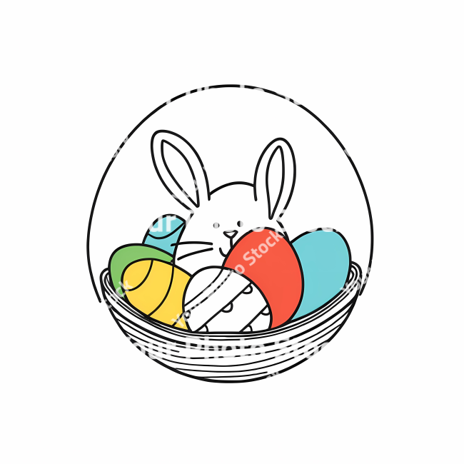 Stock Photo of Easter egg rabbit bunny doodle draw illustration icon symbol line art sticker