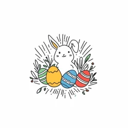 Easter egg rabbit bunny doodle draw illustration icon symbol line art sticker