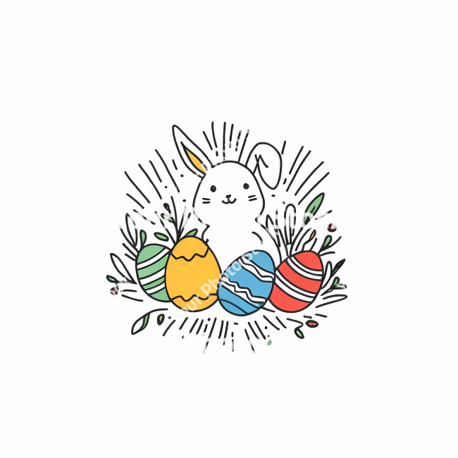 Stock Photo of Easter egg rabbit bunny doodle draw illustration icon symbol line art sticker