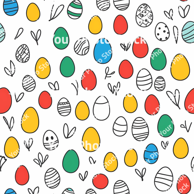 Stock Photo of Easter egg rabbit bunny doodle draw illustration icon symbol line art sticker