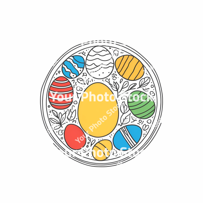 Stock Photo of Easter egg rabbit bunny doodle draw illustration icon symbol line art sticker