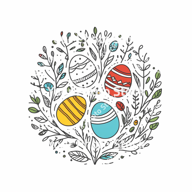 Stock Photo of Easter egg rabbit bunny doodle draw illustration icon symbol line art sticker