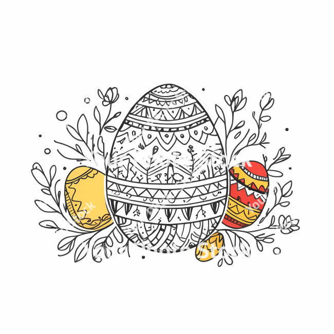 Stock Photo of Easter egg rabbit bunny doodle draw illustration icon symbol line art sticker