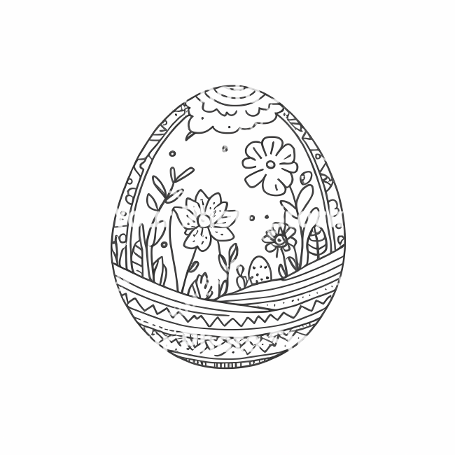 Stock Photo of Easter egg rabbit bunny doodle draw illustration icon symbol line art sticker