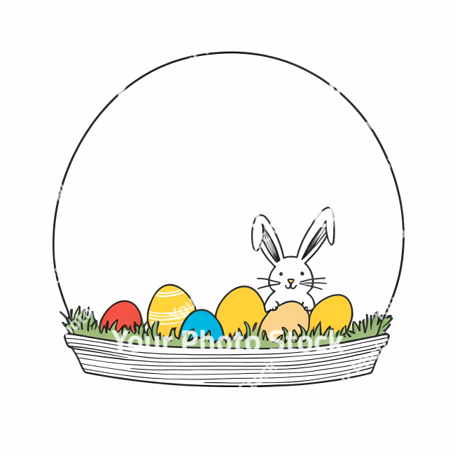 Stock Photo of Easter egg rabbit bunny doodle draw illustration icon symbol line art sticker