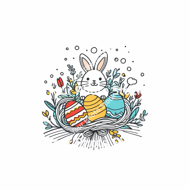 Stock Photo of Easter egg rabbit bunny doodle draw illustration icon symbol line art sticker