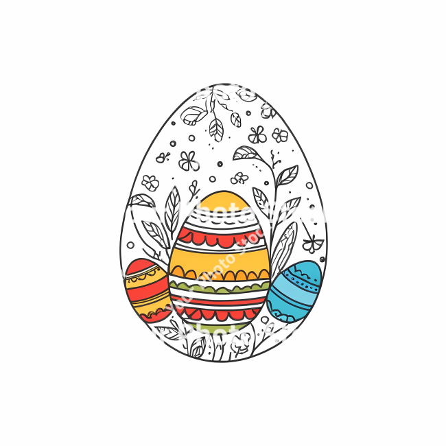 Stock Photo of Easter egg rabbit bunny doodle draw illustration icon symbol line art sticker