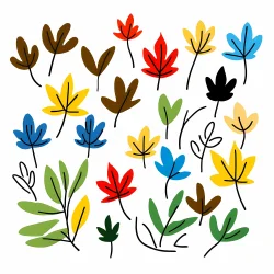 Stock Photo of Leaf colorfull illustration draw 2d sticker symbol