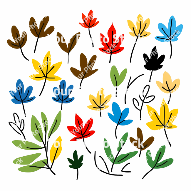 Stock Photo of Leaf colorfull illustration draw 2d sticker symbol