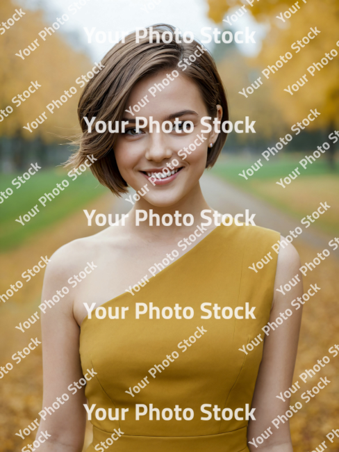 Stock Photo of Young woman girl model autum smiling