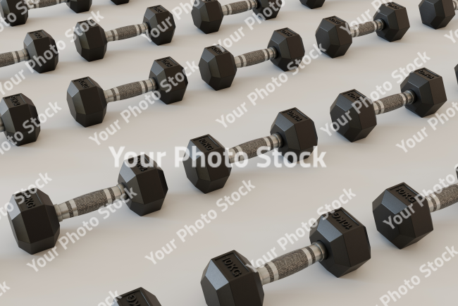 Stock Photo of dumbbell weights set black 10 kg